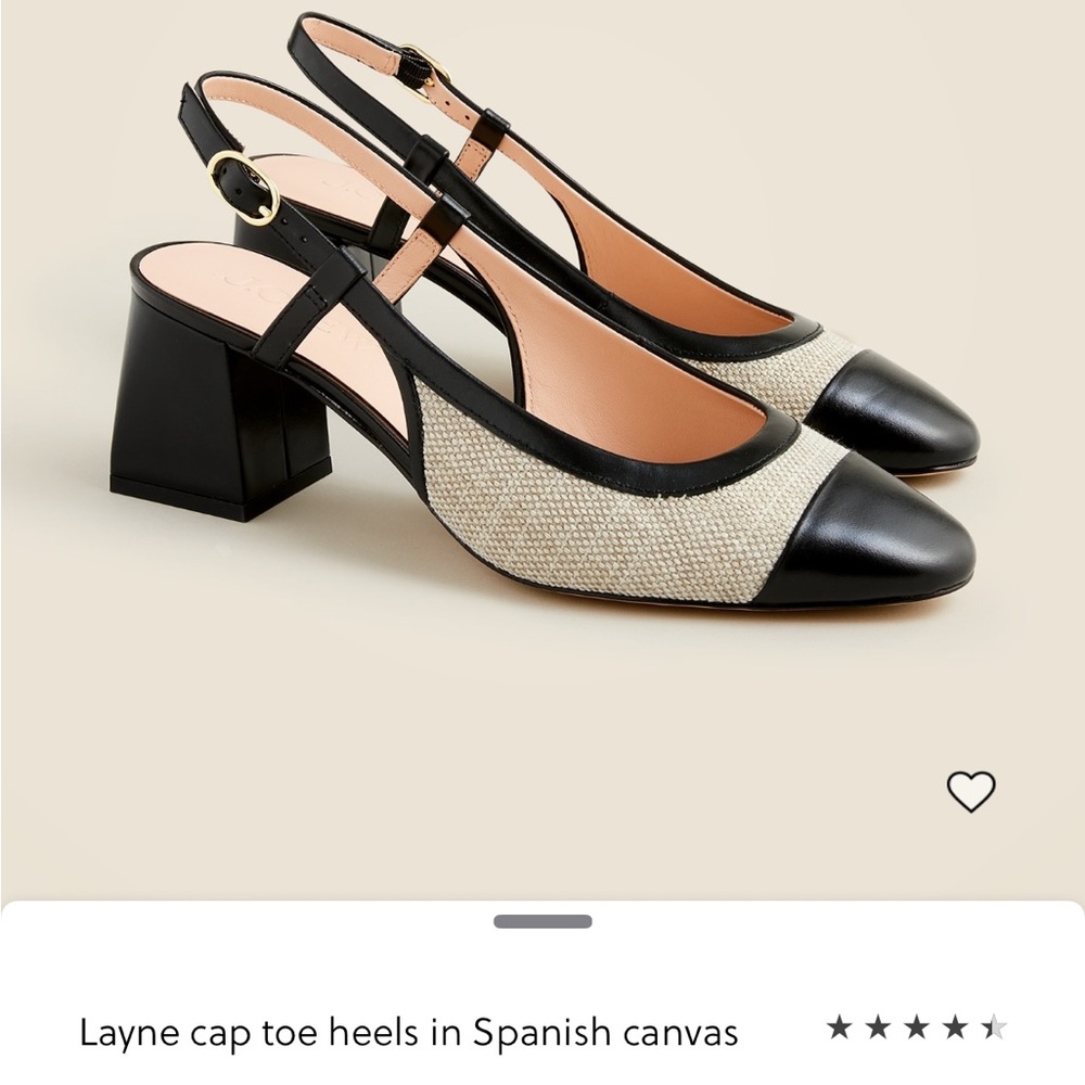 EUC J. Crew Black and Cream Cap Toe Slingback Heels